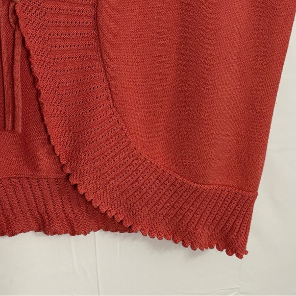 Nine West Salmon Pink Front Tie Scalloped Edge Cardigan Sweater 2X (20W/22W) - Picture 13 of 16